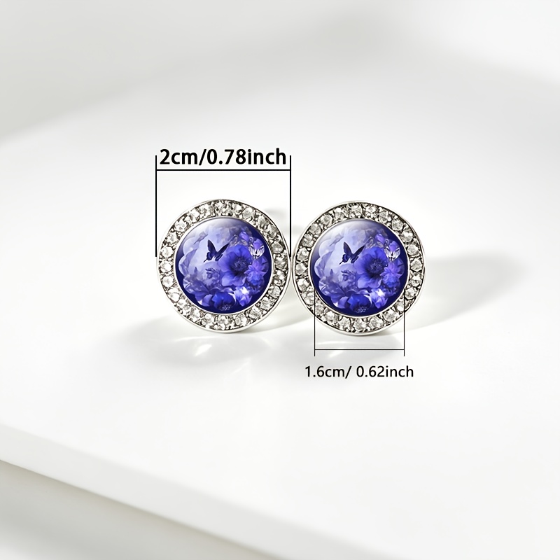 2pcs Classic Imitation Crystal Butterfly Stud Earrings